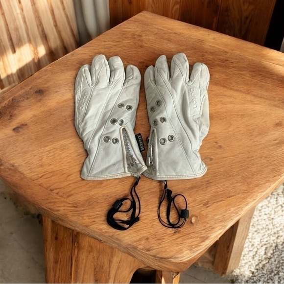 Women’s Ski Gloves BURTON Gore Tex White Leather Gloves Snow Sport Gloves - Picture 1 of 6